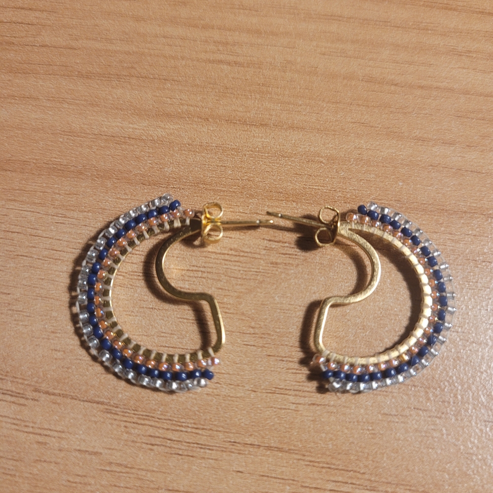 Sundance Gold and Blue Beaded Earrings